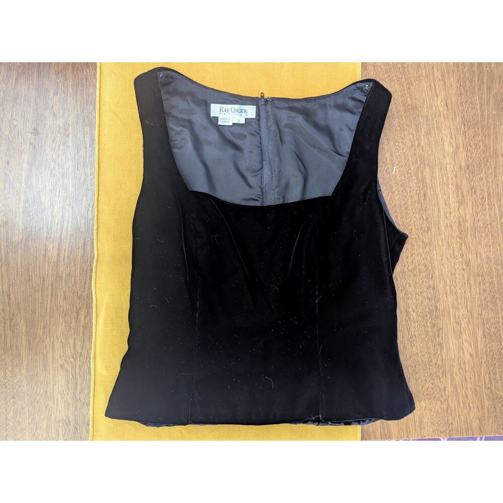 Kay Unger Velvet Corset Like Velvet Square Neck Top Size 2